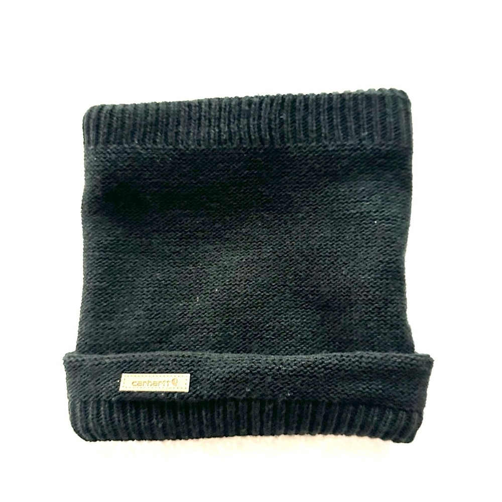Carhartt Fleece Lined Neck Gaiter Rib Knit Logo Black‎